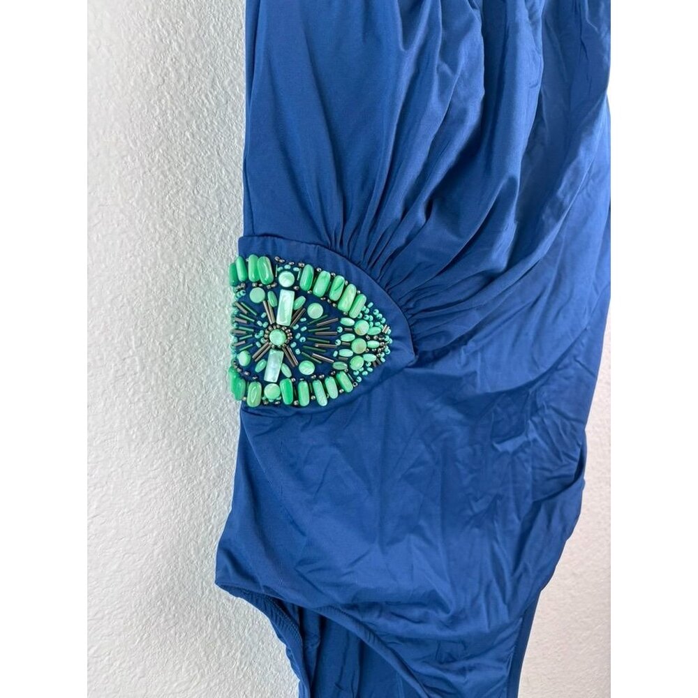Badgley Mischka women's 8 blue Valentina one shoulder‎ one piece swim suit - Picture 3 of 10